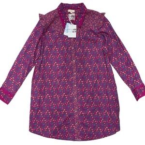 Roller Rabbit‎ Womens Size XL Berry Purple Long Shirt Dress NWT